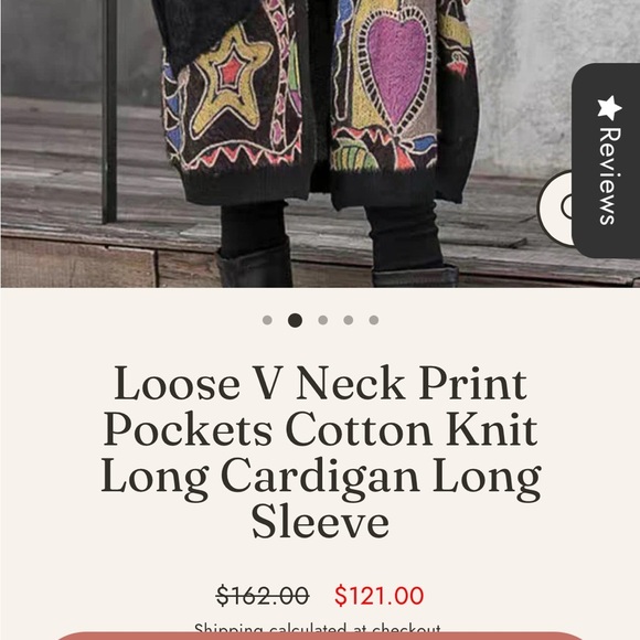 Omychic Abstract Print Knit Long Cardigan Sweater Coat - Picture 6 of 6